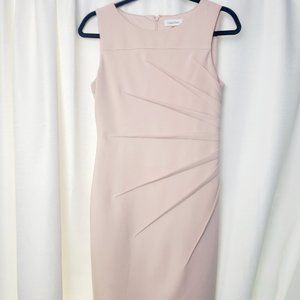 Calvin Klein Side pleated sleaveless pencil dress